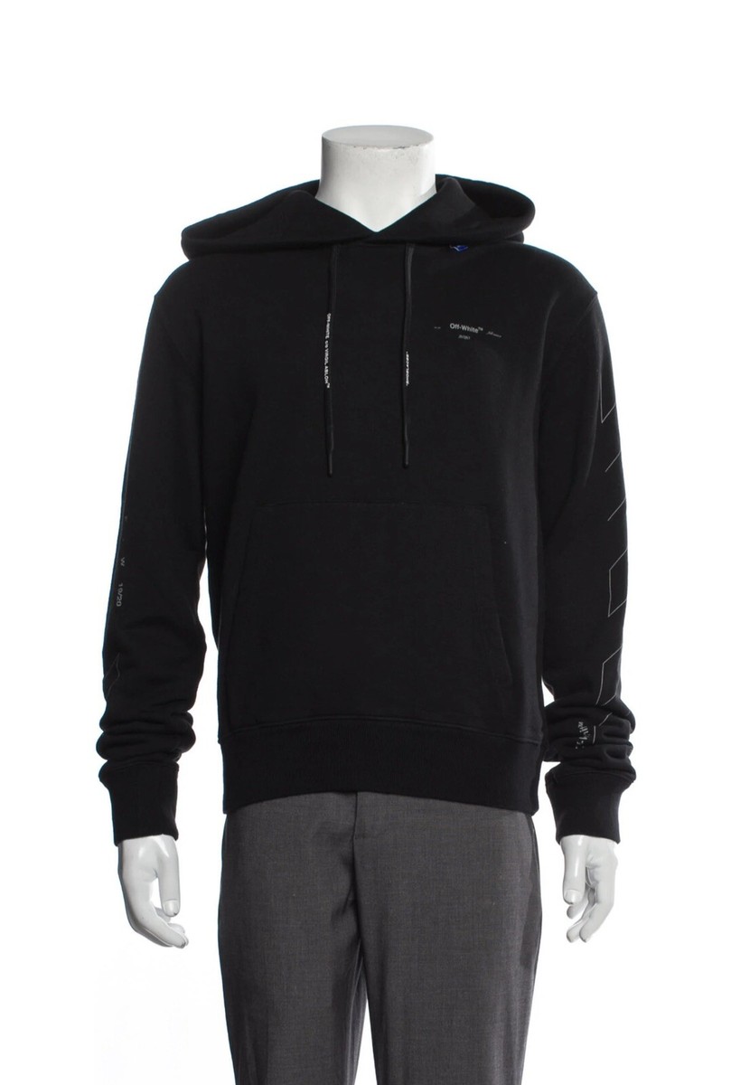 NWT OFF-WHITE C/O VIRGIL ABLOH Black Cotton Outline Arrow Hoodie