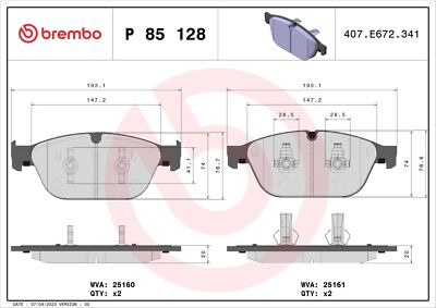 BREMBO P 85 128 Bremsbelagsatz, Scheibenbremse für AUDI,AUDI (FAW)