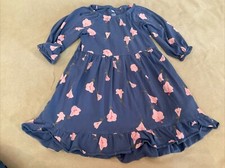 Tea Collection Girls 5 Blue Flora De Inca Ruffle Hem Dress Flaws