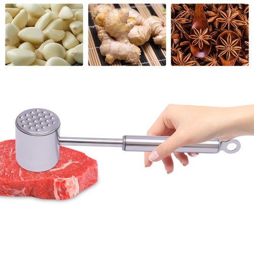 Dual Side Dishwasher Safe Meat Tenderizer Heavy Duty Meat Hammer Stainless Steel - Picture 4 of 11