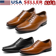 Men's Dress Shoes Faux Leather Formal Oxford Lace Up Soft Plain-Toe Shoes 6.5-15