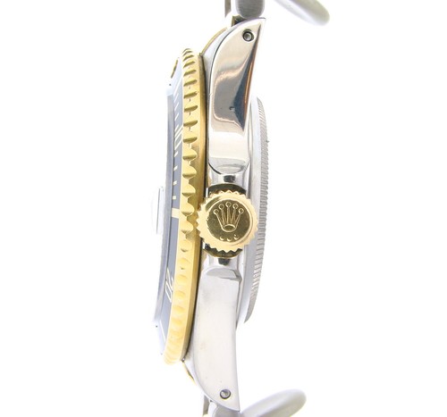 Mens Rolex Submariner Date 2tone 18K Yellow Gold Stainless Steel Watch Black Sub - Picture 3 of 5