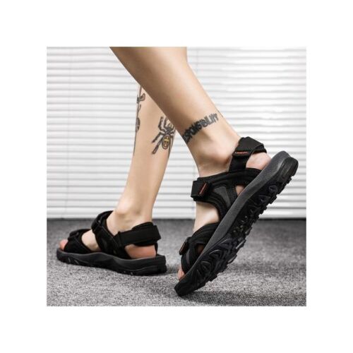 Freizeit Herren Slingback Sandalen Schuhe Sommer Sport Strand Wandern Sandale Schwarz NEU - Bild 7 von 14