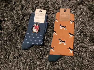 BNWT New 2 Pairs Fat Face Men s Socks - Fluffy Penguin  & Beagle - UK 9.5-11
