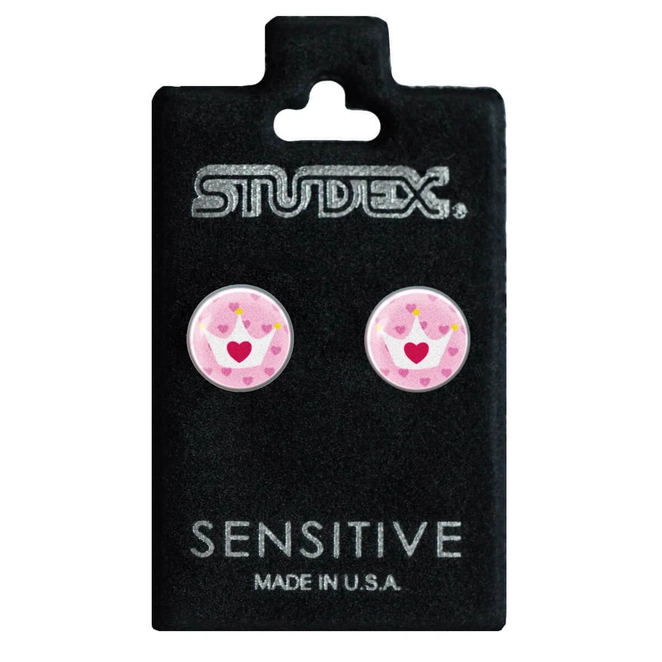 1 Paar Ohrringe Chirurgenstahl Ohrstecker mit Herzkrone Studex Sensitive - Bild 4 von 4