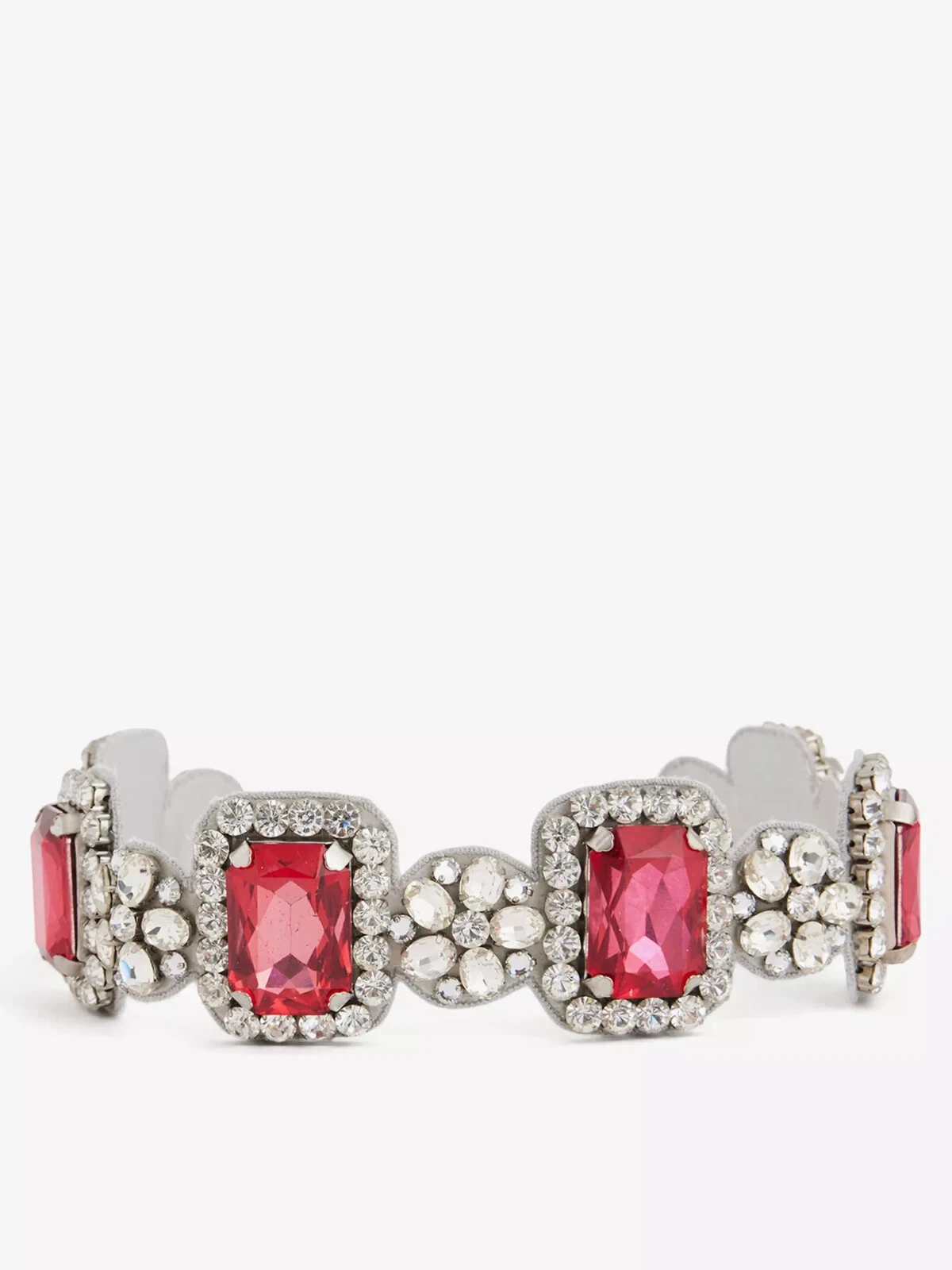 MOSCHINO Spilla Rossa Cristallo Abbellita Statement Collana Choker NUOVA IN SCATOLA RARA