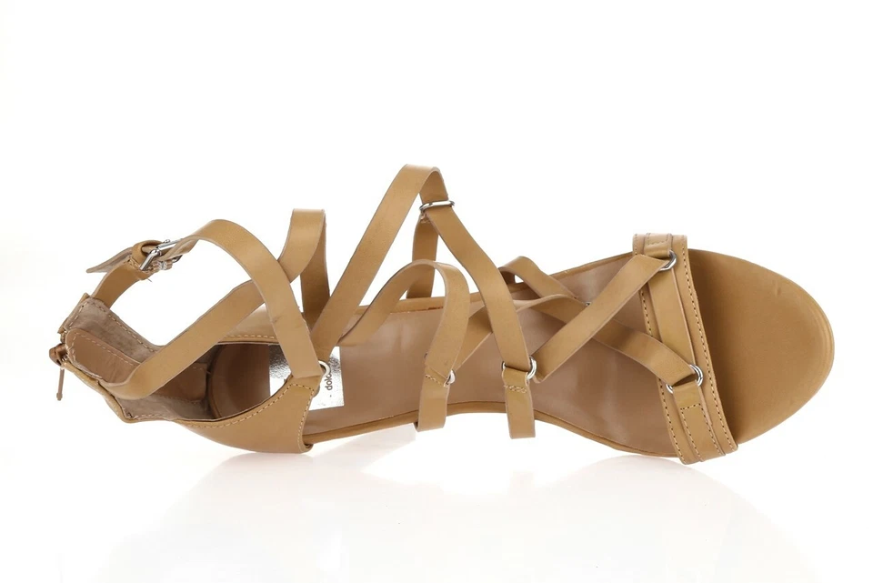 Sandalias para mujer DV BY DOLCE VITA beige nude con tiras y cremallera tacones ajustados talla 9,5 Foto 3 de 4