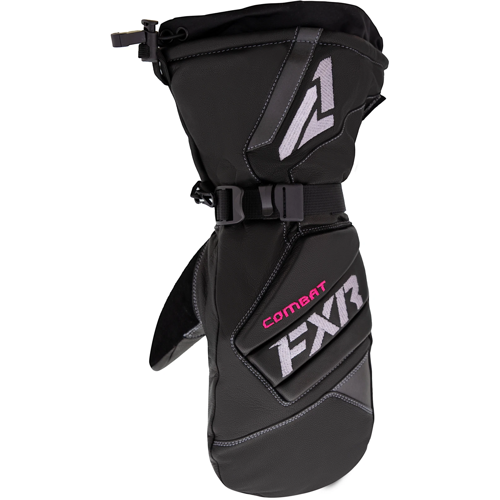 FXR Snowmobile Womens Combat Leather Insulated Mittens Gloves - Black