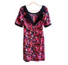 Vero Moda Rockabilly Colorful Horse V Neck Dress 38 M Short Sleeve Button Joslin