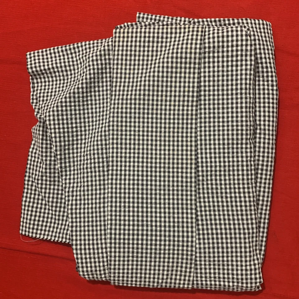 "Tela de algodón vintage de alta gama blanca y negra Gingham Seersucker 95x44""" Foto 3 de 4