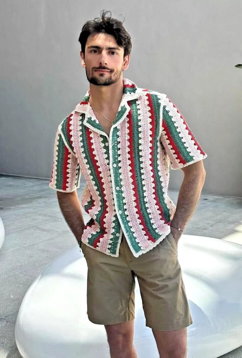 ZARA MAN STRIPED CROCHET SHIRT LIMITED EDITION S-XL REF.7200/478