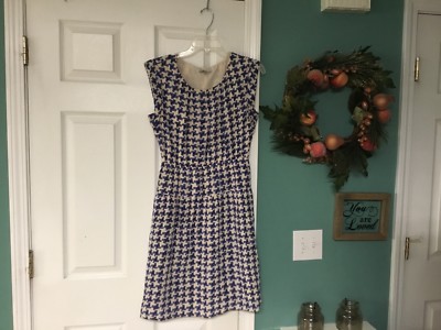 broadway and broome silk dress BROADWAY & BROOME Silk Blue & Ivory Dress Size 4 (CON7)