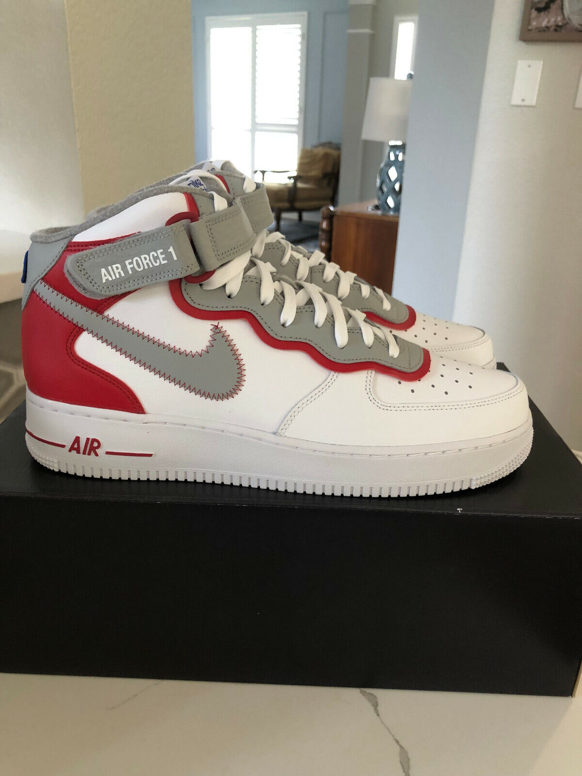 nike air force 1 high red and white