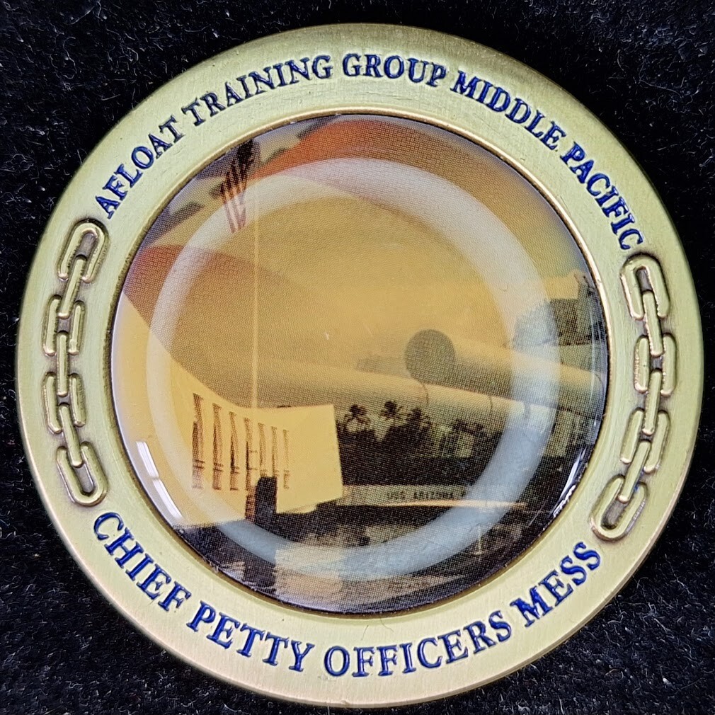 Navy Chief Mess Challenge Coin from Afloat Training Group Middle Pacific