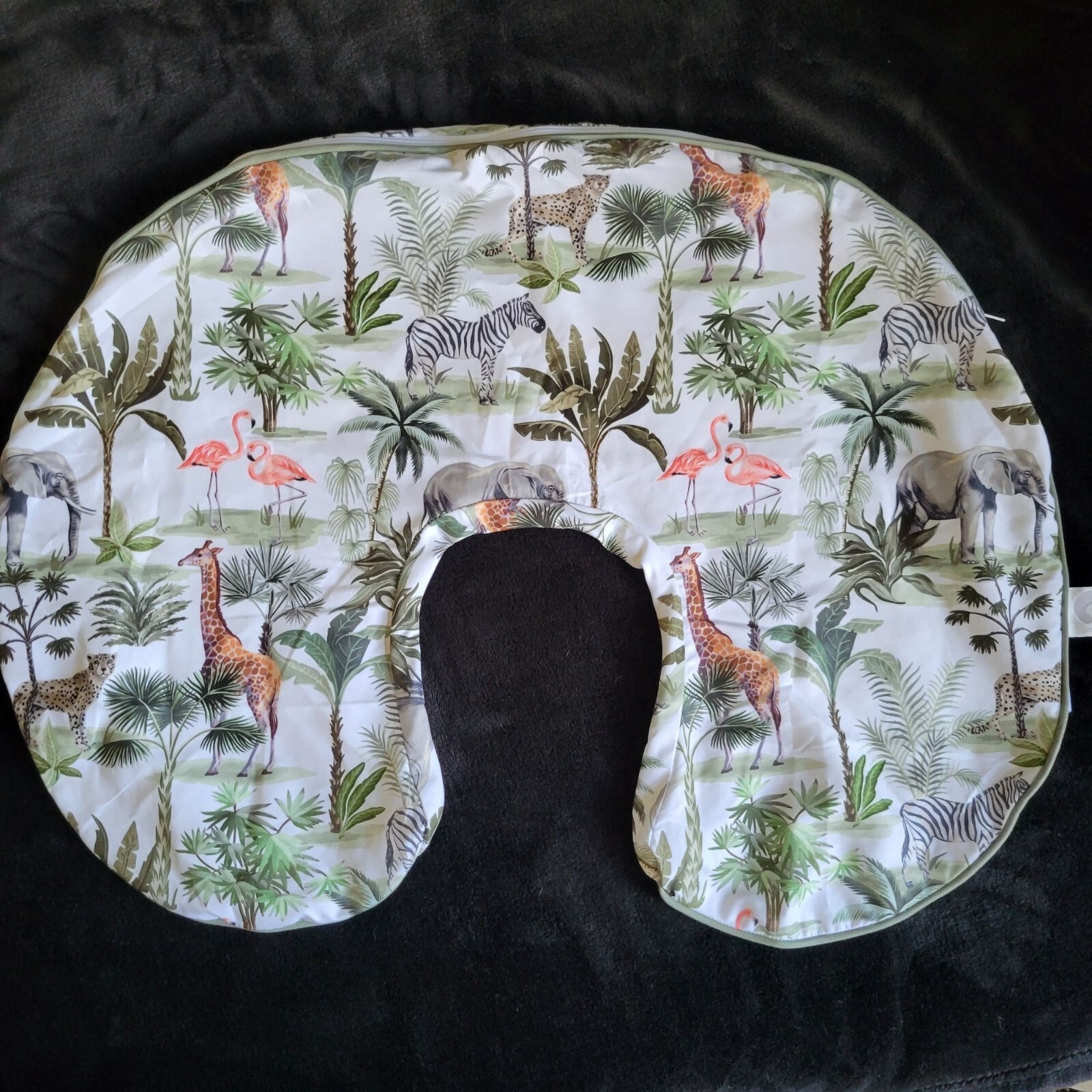 Boppy Original Support Nursing Pillow Cover Jungle Theme Giraffe Elephant-image