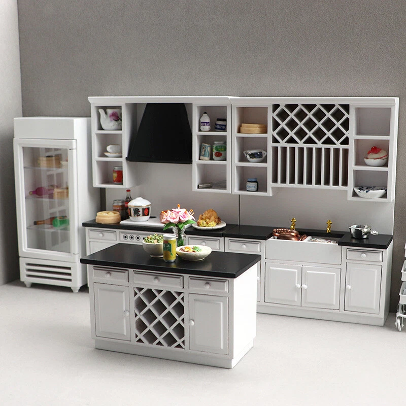 3PC 1/12 Scale Dollhouse Luxury Cupboard Cabinets Kitchen Furniture Miniature - Image 4 of 4