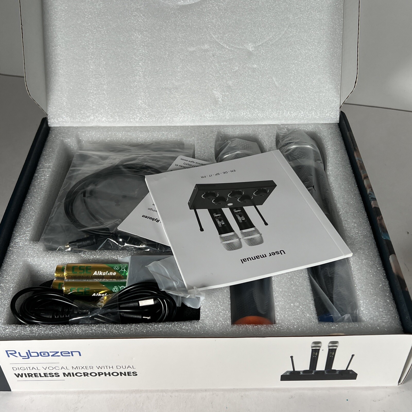 Rybozen Wireless Microphone Karaoke Mixer System, Dual Handheld PA