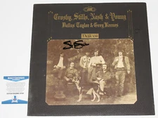 STEPHEN STILLS SIGNED CROSBY NASH YOUNG DEJA VU VINYL RECORD LP BECKETT COA BAS