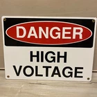 Vintage Porcelain Enamel Danger High Voltage Sign 14x10” ⛔️ ⚠️