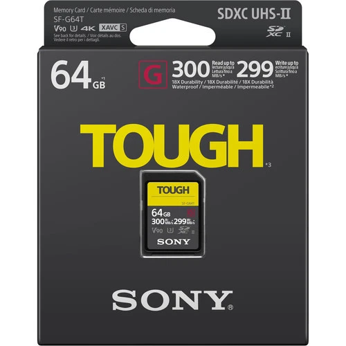 New Sony G Tough Series SF-G64T 64GB UHS-II Class 10 U3 V90 SDXC SD Memory Card - Image 2 of 2