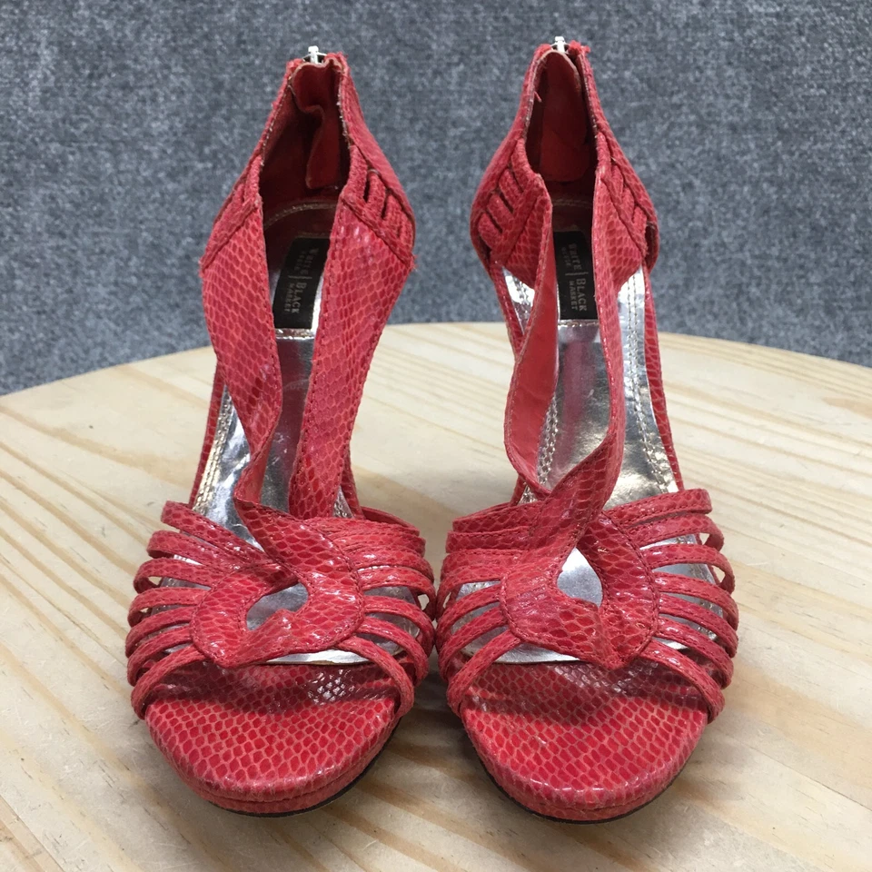 Tacones de tacón de aguja de piel de serpiente Lucille rojo 7M White House Black Market para mujer Foto 4 de 4