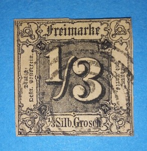 + 1858 Thurn and Taxis Northern District German States #2 1/3sgr Imperf.used