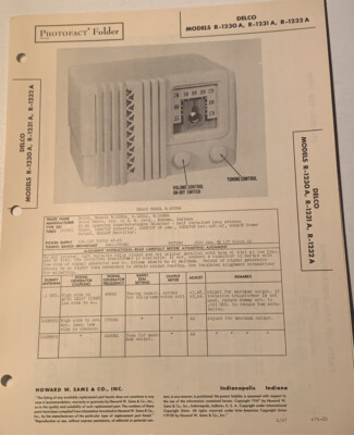 #ad Delco Models R 1230 A R 1231 A R 1232 A February 1947 Photofact Folder F1 $7.00