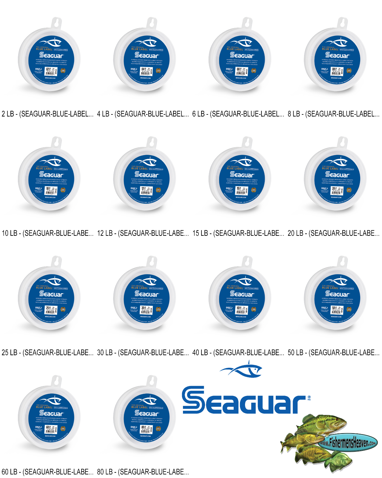 Seaguar Blue Label Fluorocarbon Line 25 Yard Leader Material Pick Any Pound  Test