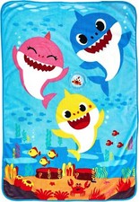 Baby Shark Musical Blanket 30X43 Inch Plush Soft Cuddly Multicolor 100 Polyester