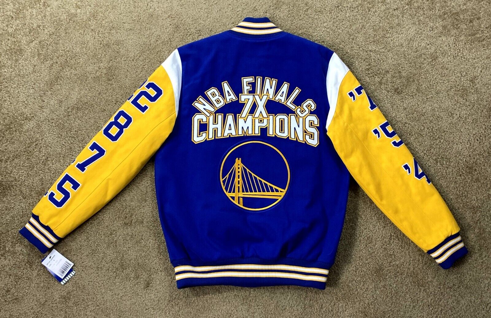 Golden State Warriors Poly Twill Varsity Jacket - Gray/Royal Small