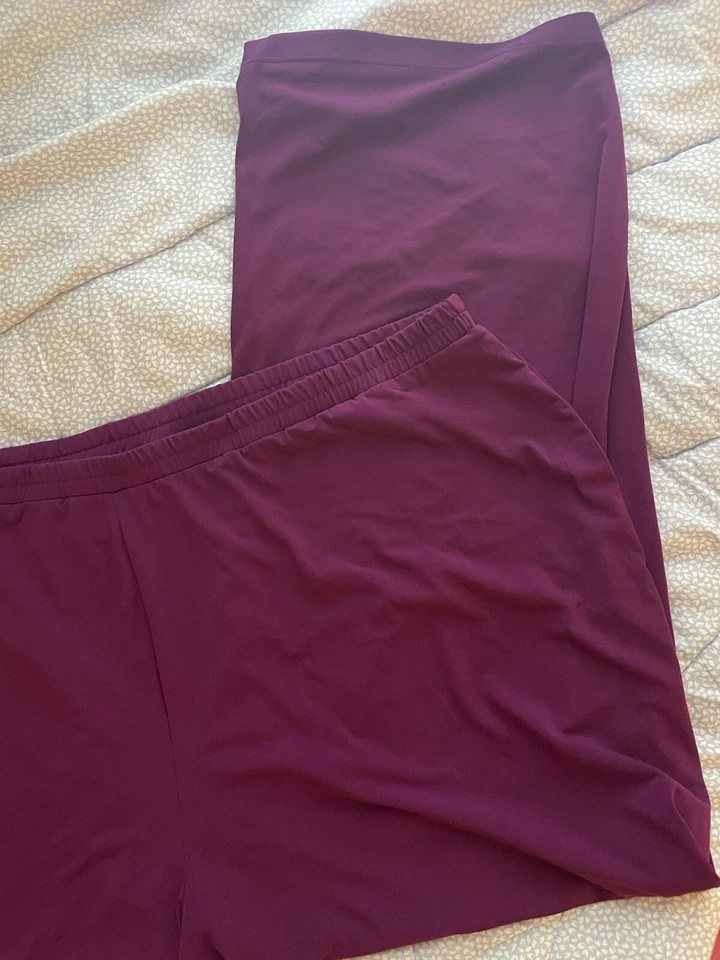 Purple Wide Leg Elastic Waist Pull On Pants Catherines Plus 28WP 4X Petite NEW - Image 3 of 4