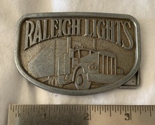 Vintage Raleigh Lights Belt Buckle Big Rig Semi Truck