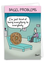 1 Funny Mother's Day Card with Envelope - Bagel Problems C9210MDG