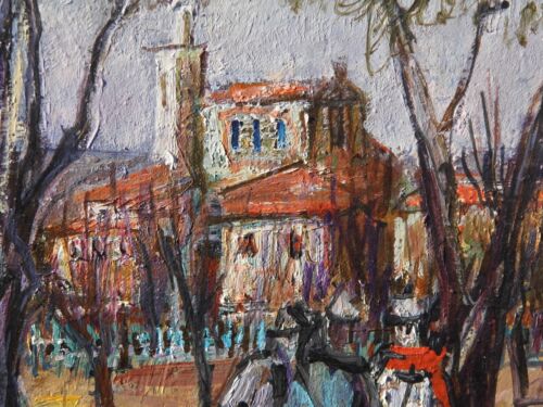TABLEAU HUILE SUR TOILE CHASSEUR EN PROVENCE ARTISTE SIGNE CESAR BOLLETTI TBE - Picture 4 of 10
