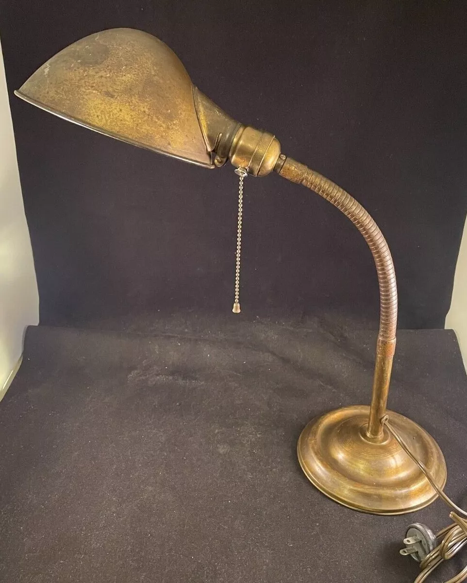 Vintage 1910 20s Antique Brass Adjustable Lamp
