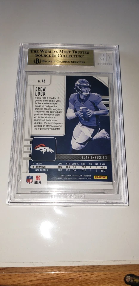 2020 Absolute Drew Lock BGS 9.5 GEM MINT Purple Rain SP #3/5 ! Broncos - Image 2 of 4