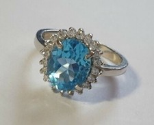Vintage ring sterling silver 925 Size 7 Weight 3.5 g. Sky blue gem.