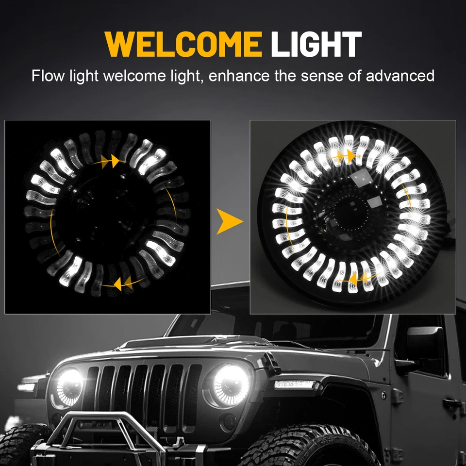 For Dodge D100 D150 D200 D300 W100 W200 W300 Pickup Pair 7" inch LED Headlights - Image 3 of 4