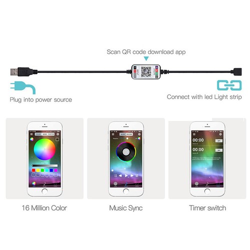 5050 SMD RGB LED Streifen Stripe 5V USB Lichtband Bluetooth APP Musik Controller - Bild 8 von 15