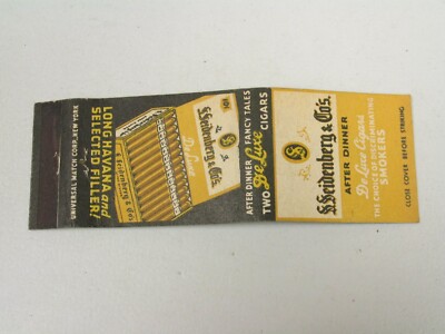 AG458 Matchbook Cover tobacco S Seidenberg & Co After Dinner Cigars De Luxe