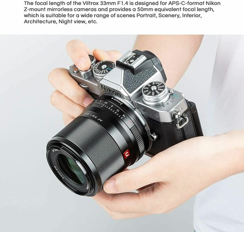 Viltrox 33mm F1.4 Auto Focus Wide Angle APS-C Lens For Nikon Z ZFC Z50 Z6 Camera - Picture 5 of 12