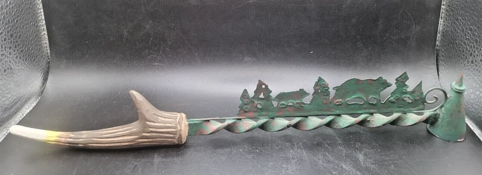 Vela de oso rústica vintage taponadora cabina imitación asta mango metal bosque Foto 4 de 4