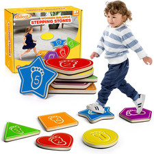Wooden Stepping Stones for Kids, 6Pcs Non-Slip Toddler Balance Indoor Outdoor