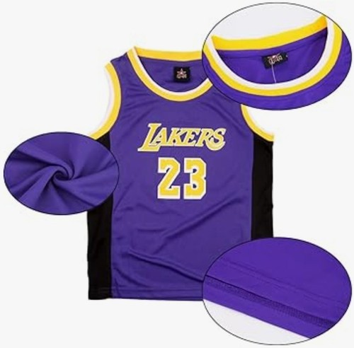 DaceStar Kids Lakers No. 23 Basketball Kit, 2-Piece Sleeveless Purple Age 5-6 Yr - Picture 4 of 5