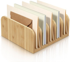 Desk Mail Organizer Bamboo File Holders Countertop Paper Organizer Letter Sorter