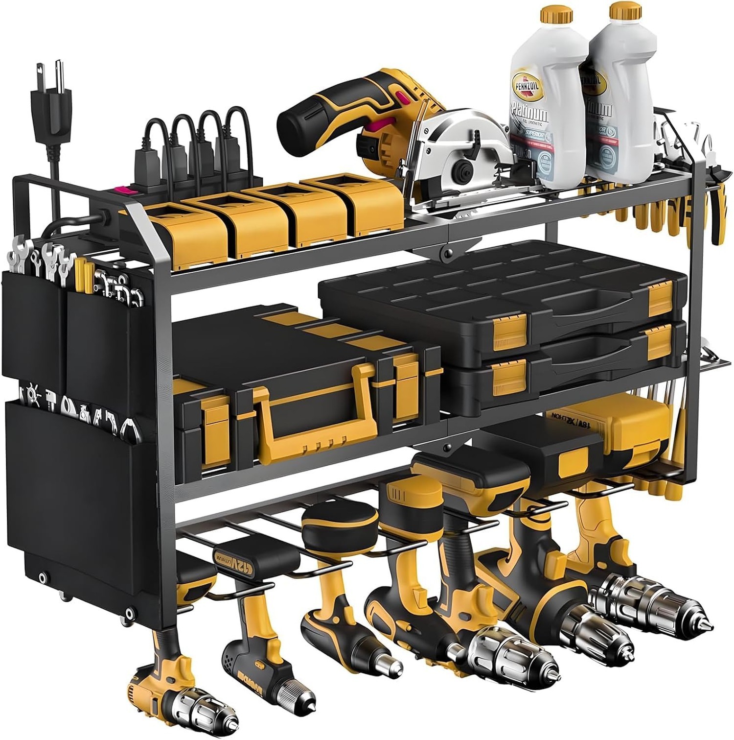 Cordless Drill Organizer with Charging Station