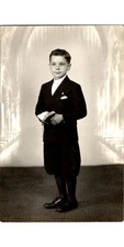 1947 Boys First Communion RPPC Postcard Gelatin Silver Print Catholic Ephemera