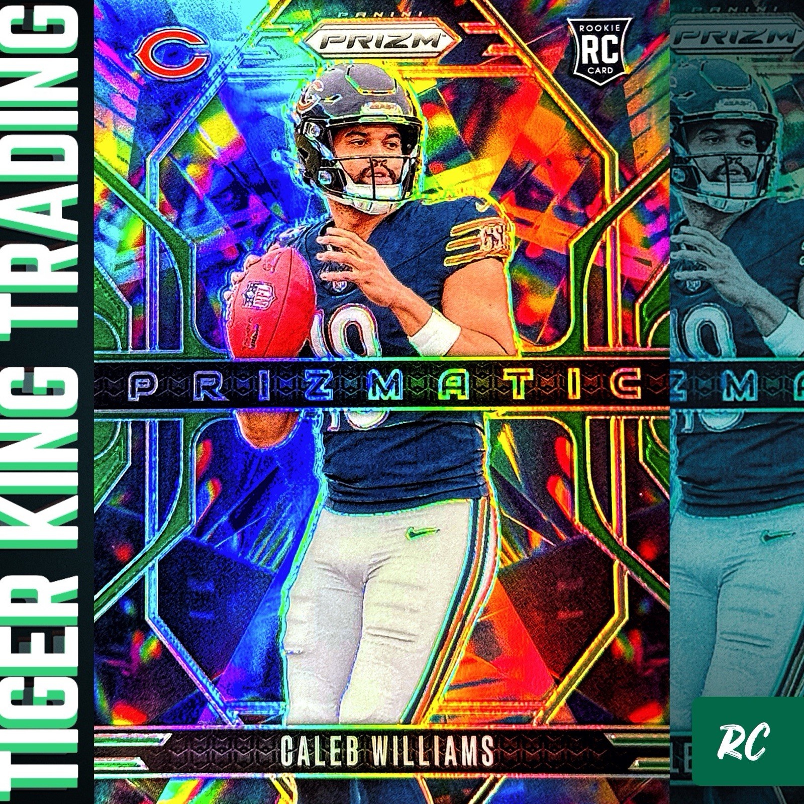 2024 Panini Prizm Caleb Williams Prizmatic Green Prizm Rookie Card #1 Bears