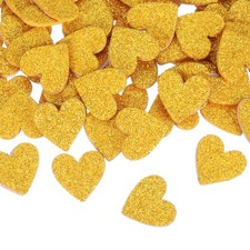 200 Pcs Glitter Foam Stickers Heart Shapes Craft Foam Stickers, Yellow