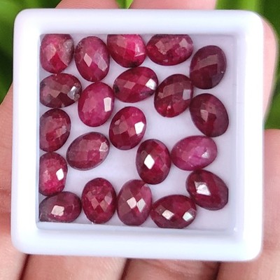 Natural 34.40 Ct Certified South African Red Ruby Loose Gemstone Lot 20Pcs 7mm